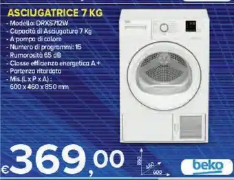 MD Discount Beko DRXS712W Libera Installazione Caricamento Frontale Bianco 7 Kg A+ offerta