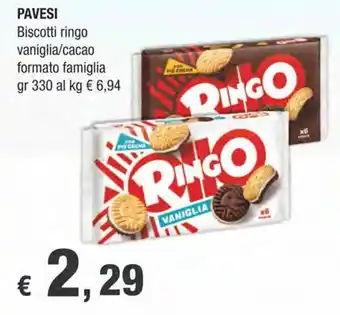 Crai PAVESI Biscotti ringo vaniglia/cacao formato famiglia gr 330 offerta