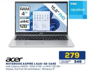 Euronics Acer NOTEBOOK ASPIRE 1 A115-32-C64E offerta