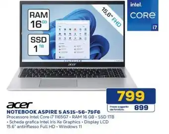 Euronics acer NOTEBOOK ASPIRE 5 A515-56-79F6 offerta