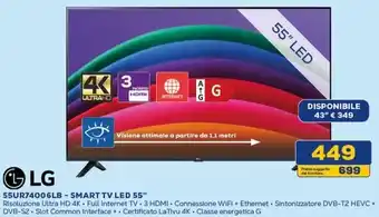 Euronics LG 55UR74006LB - SMART TV LED 55" offerta