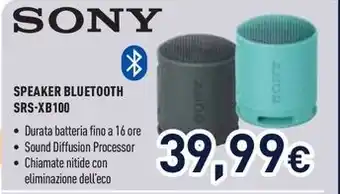 Unieuro SONY SPEAKER BLUETOOTH SRS-XB100 offerta