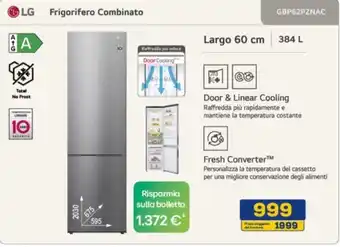 Euronics LG Frigorifero Combinato GBP62PZNAC offerta