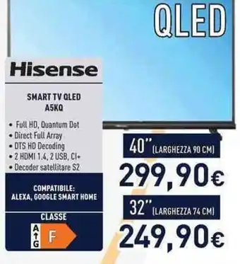 Unieuro Hisense SMART TV QLED A5KQ 32'' offerta