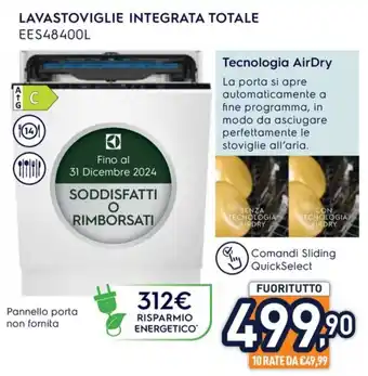 Unieuro LAVASTOVIGLIE INTEGRATA TOTALE EES48400L offerta