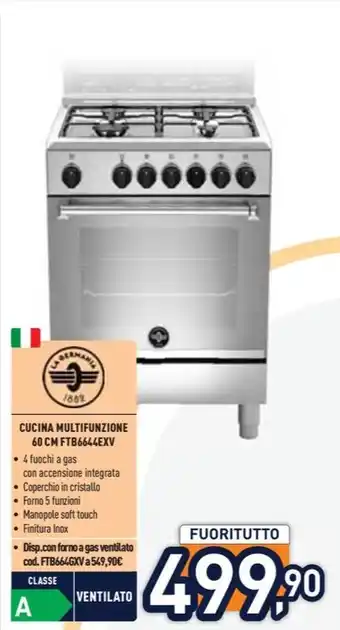 Unieuro CUCINA MULTIFUNZIONE 60 CM FTB6644EXV offerta