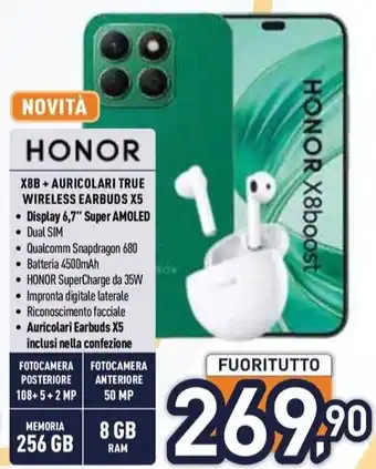 Unieuro HONOR X8B+ AURICOLARI TRUE WIRELESS EARBUDS X5 offerta
