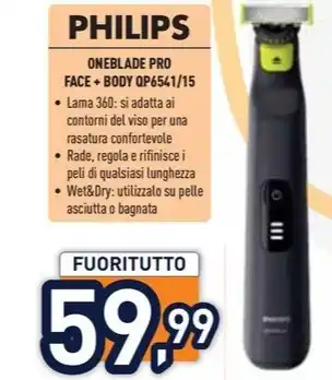 Unieuro PHILIPS ONEBLADE PRO FACE + BODY QP6541/15 offerta