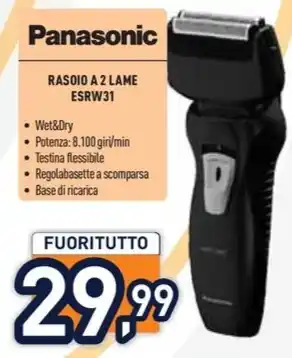 Unieuro Panasonic RASOIO A 2 LAME ESRW31 offerta