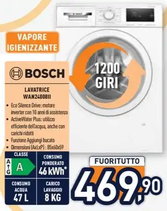 Unieuro BOSCH LAVATRICE WAN2400811 offerta