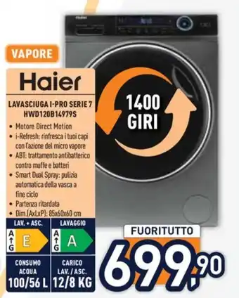 Unieuro Haier LAVASCIUGA I-PRO SERIE 7 HWD120B14979S offerta