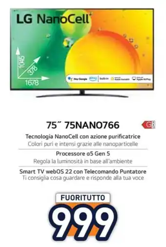 Unieuro LG NanoCell Smart TV webOS 22 con Telecomando Puntatore offerta