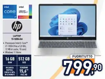 Unieuro hp LAPTOP 15-fd0043nl offerta