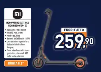 Unieuro MONOPATTINO ELETTRICO XIOAMI SCOOTER 4 GO offerta