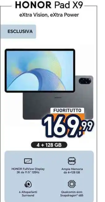 Unieuro HONOR Pad X9 offerta