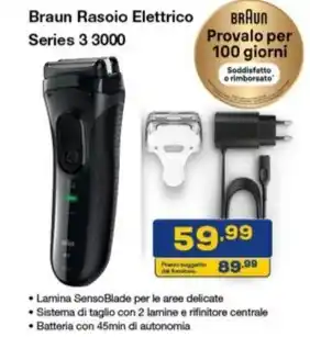 Euronics Braun Rasoio Elettrico Series 3 3000 offerta