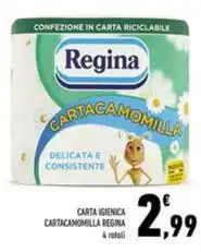 Conad CARTA IGIENICA CARTACAMOMILLA REGINA 4 rotoli offerta