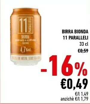 Conad 11 Paralleli Birra Bionda offerta