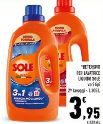 Conad DETERSIVO PER LAVATRICE LIQUIDO SOLE vari tipi 29 lavaggi - 1,305 L offerta
