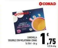 Conad CAMOMILLA SOLUBILE CON MELATONINA CONAD 16 filtri-64 g offerta