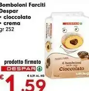 Despar Despar Bomboni Farciti Cioccolato/ Crema offerta
