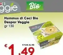 Despar Despar Veggie Hummus Di Ceci Bio 130 G offerta
