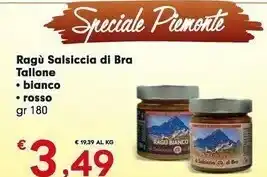 Eurospar Ragù Salsiccia Di Bra Tallone Bianco/ Rosso offerta