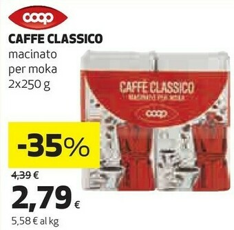 Coop Coop - Caffè Classico Macinato per Moka 250 g(ml) offerta