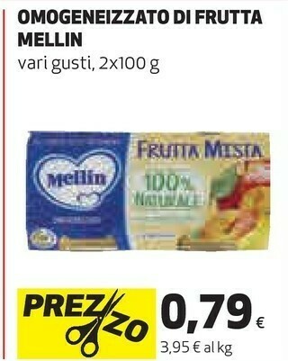 Coop Mellin Omogeneizzato Di Frutta Mista 100% Naturale offerta
