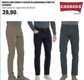 Coop Carrera Pantalone Uomo 5 Tasche In Gabardina Stretch offerta