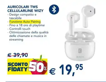 Esselunga AURICOLARI TWS CELLULARLINE WIZY offerta