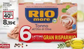 Coop TONNO RIO MARE all'olio di oliva, 6 x 120 g offerta