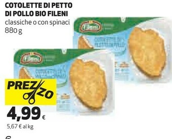 Coop Fileni Cotolette Di Petto Di Pollo Bio offerta