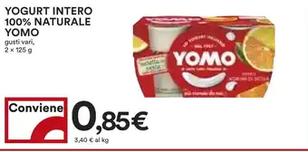 Coop YOGURT INTERO 100% NATURALE YOMO gusti vari, 2 x 125 g offerta