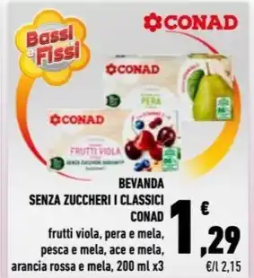 Conad City BEVANDA SENZA ZUCCHERI I CLASSICI CONAD arancia rossa e mela, 200 ml x3 offerta