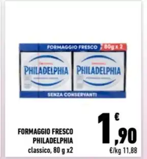 Conad City FORMAGGIO FRESCO PHILADELPHIA classico, 80 g x2 offerta