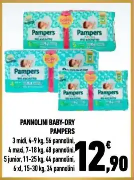 Conad City PANNOLINI BABY-DRY PAMPERS 3 midi, 4-9 kg offerta
