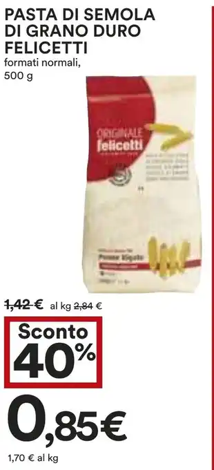 Coop PASTA DI SEMOLA DI GRANO DURO FELICETTI formati normali, 500 g offerta