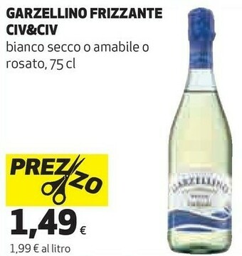 Coop Civ & civ Vino Frizzante Secco Garzellino 750 G(ml) offerta