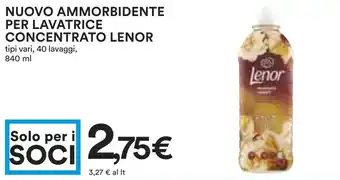 Coop NUOVO AMMORBIDENTE PER LAVATRICE CONCENTRATO LENOR tipi vari, 40 lavaggi, 840 ml offerta