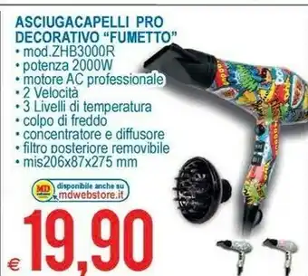Asciugacapelli Pro Decorativo Fumetto Modzhb3000r