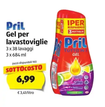 ALDI Pril Gel per lavastoviglie 3x684ml offerta