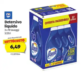 ALDI Dash Detersivo liquido 3x19 lavaggi 3,135l offerta
