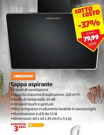 ALDI Medion Cappa aspirante 60x40x39cm offerta