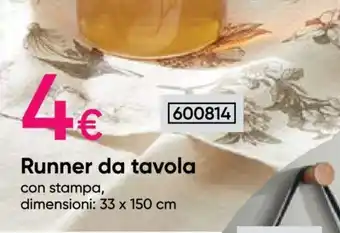 Pepco Runner da tavola con stampa, dimensioni: 33 x 150 cm offerta