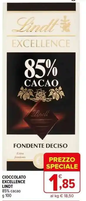 Iperal CIOCCOLATO EXCELLENCE LINDT 85% cacao g 100 offerta