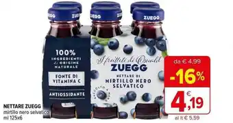 Iperal NETTARE ZUEGG mirtillo nero selvatico ml 125x6 offerta