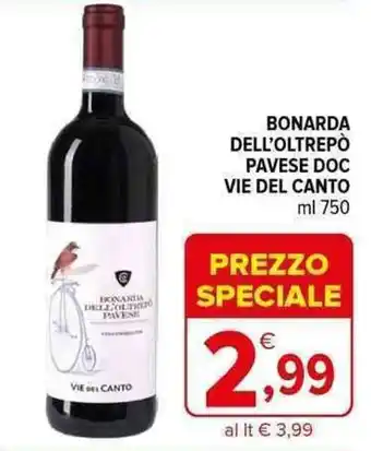 Iperal BONARDA DELL'OLTREPÒ PAVESE DOC VIE DEL CANTO ml 750 offerta