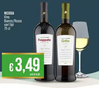 In Coop NICOSIA Vino Bianco/Rosso vari tipi 75 cl offerta