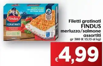 Eurospesa Filetti gratinati FINDUS merluzzo/salmone assortiti gr 380 offerta